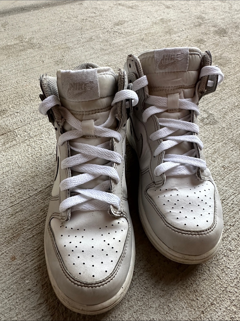 Nike Kids White and Light Gray High-Top Sneakers
